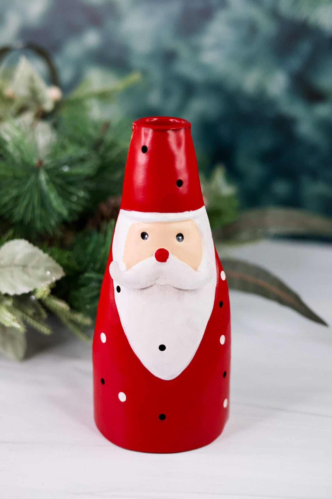 Small Tin LED Light Up Santa Candlestick Holder - Whiskey Skies - MUD PIE