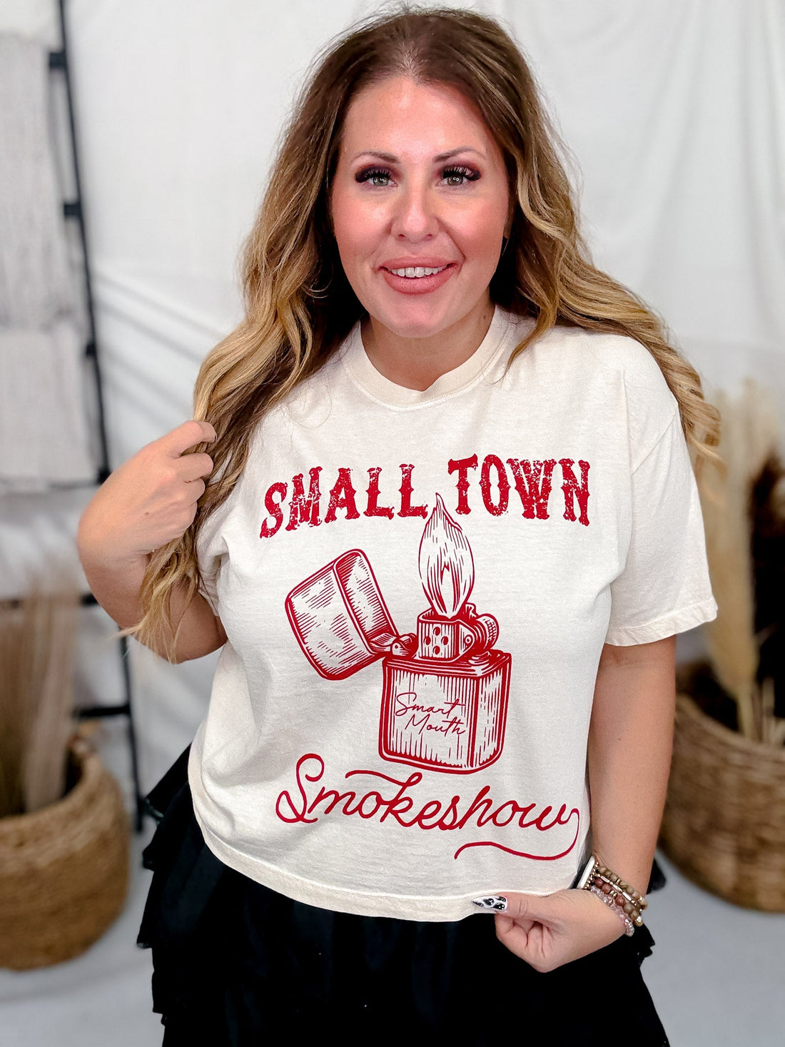 Small Town Smokeshow Graphic Midi Tee - Whiskey Skies - STATED BRANDS