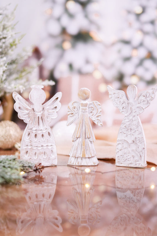 Small White Resin Angel Figurine (3 Styles) - Whiskey Skies - SPECIAL T IMPORTS INC