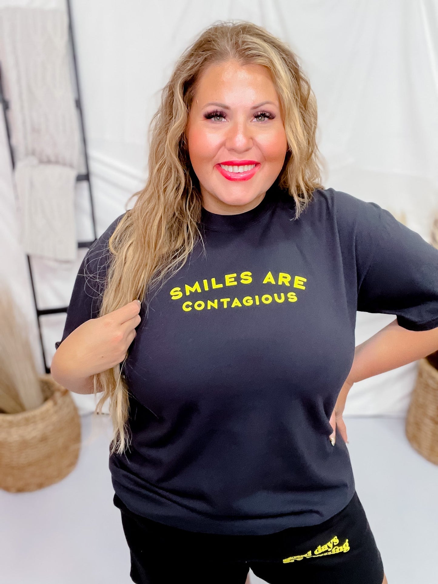 "Smiles Are Contagious" Graphic T - Shirt - Whiskey Skies - Southern Bliss Company