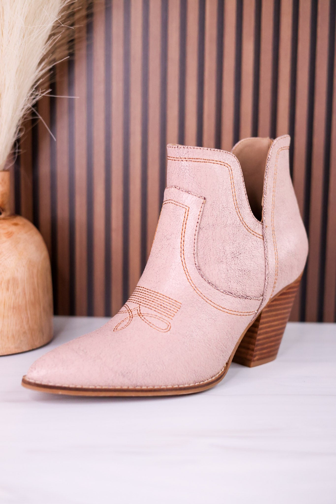 Smoke Show Cream Faux Leather Booties - Whiskey Skies - CORKYS FOOTWEAR
