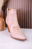 Smoke Show Cream Faux Leather Booties - Whiskey Skies - CORKYS FOOTWEAR