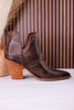 Smoke Show Espresso Faux Leather Western Ankle Boots - Whiskey Skies - CORKYS FOOTWEAR