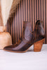 Smoke Show Espresso Faux Leather Western Ankle Boots - Whiskey Skies - CORKYS FOOTWEAR