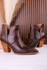 Smoke Show Espresso Faux Leather Western Ankle Boots - Whiskey Skies - CORKYS FOOTWEAR