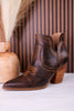 Smoke Show Espresso Faux Leather Western Ankle Boots - Whiskey Skies - CORKYS FOOTWEAR