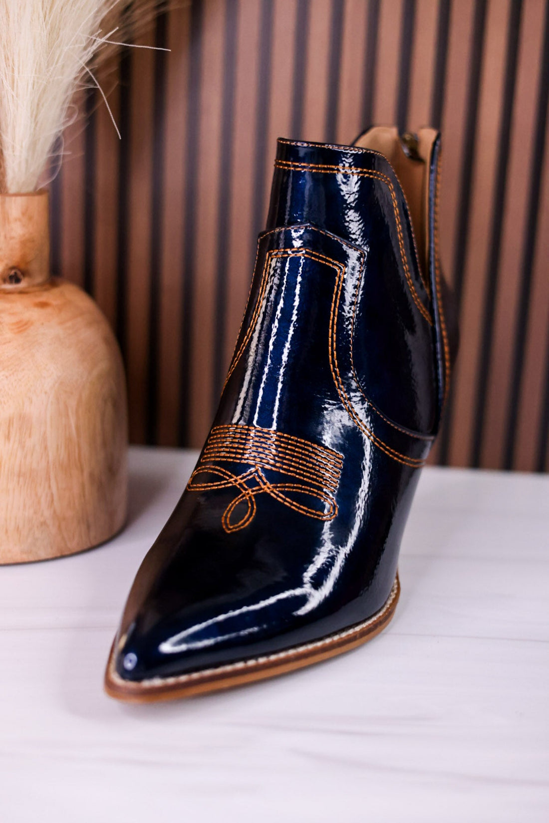 Smoke Show Teal Patent Leather Western Ankle Boots - Whiskey Skies - CORKYS FOOTWEAR
