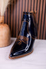 Smoke Show Teal Patent Leather Western Ankle Boots - Whiskey Skies - CORKYS FOOTWEAR