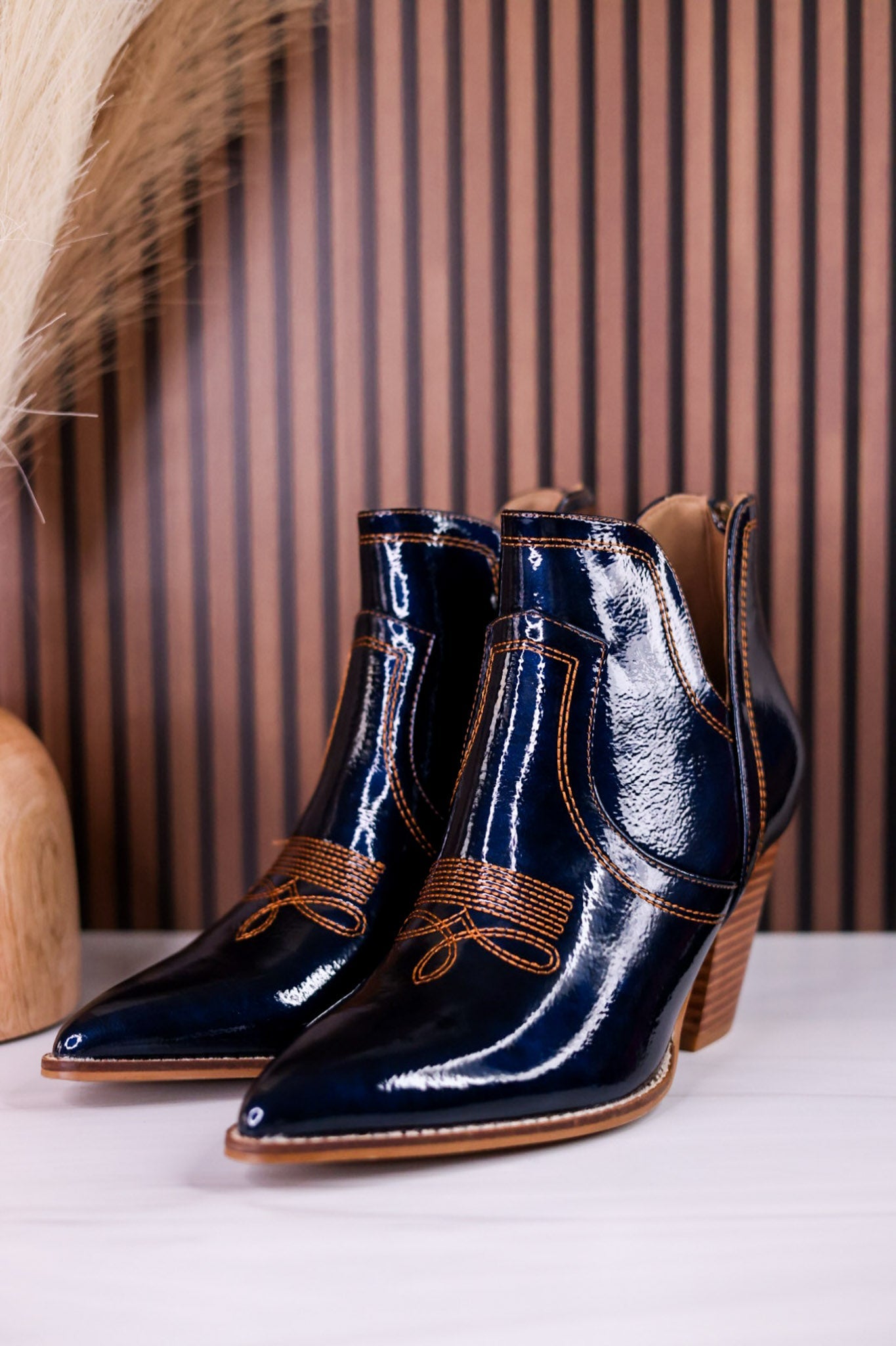 Smoke Show Teal Patent Leather Western Ankle Boots - Whiskey Skies - CORKYS FOOTWEAR