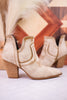 Smoke Show Washed Beige Denim Western Ankle Boots - Whiskey Skies - CORKYS FOOTWEAR