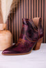 Smoke Show Wine Faux Leather Western Ankle Boots - Whiskey Skies - CORKYS FOOTWEAR