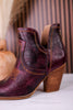 Smoke Show Wine Faux Leather Western Ankle Boots - Whiskey Skies - CORKYS FOOTWEAR