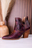 Smoke Show Wine Faux Leather Western Ankle Boots - Whiskey Skies - CORKYS FOOTWEAR