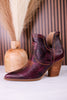 Smoke Show Wine Faux Leather Western Ankle Boots - Whiskey Skies - CORKYS FOOTWEAR