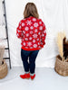 Snowflake Print Knit Sweatshirt In Red - Whiskey Skies - DEAR SCARLETT