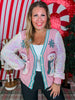Snowman Cardigan With Sequin Sleeves - Whiskey Skies - SOUTHERN GRACE