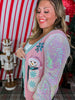 Snowman Cardigan With Sequin Sleeves - Whiskey Skies - SOUTHERN GRACE