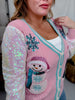 Snowman Cardigan With Sequin Sleeves - Whiskey Skies - SOUTHERN GRACE