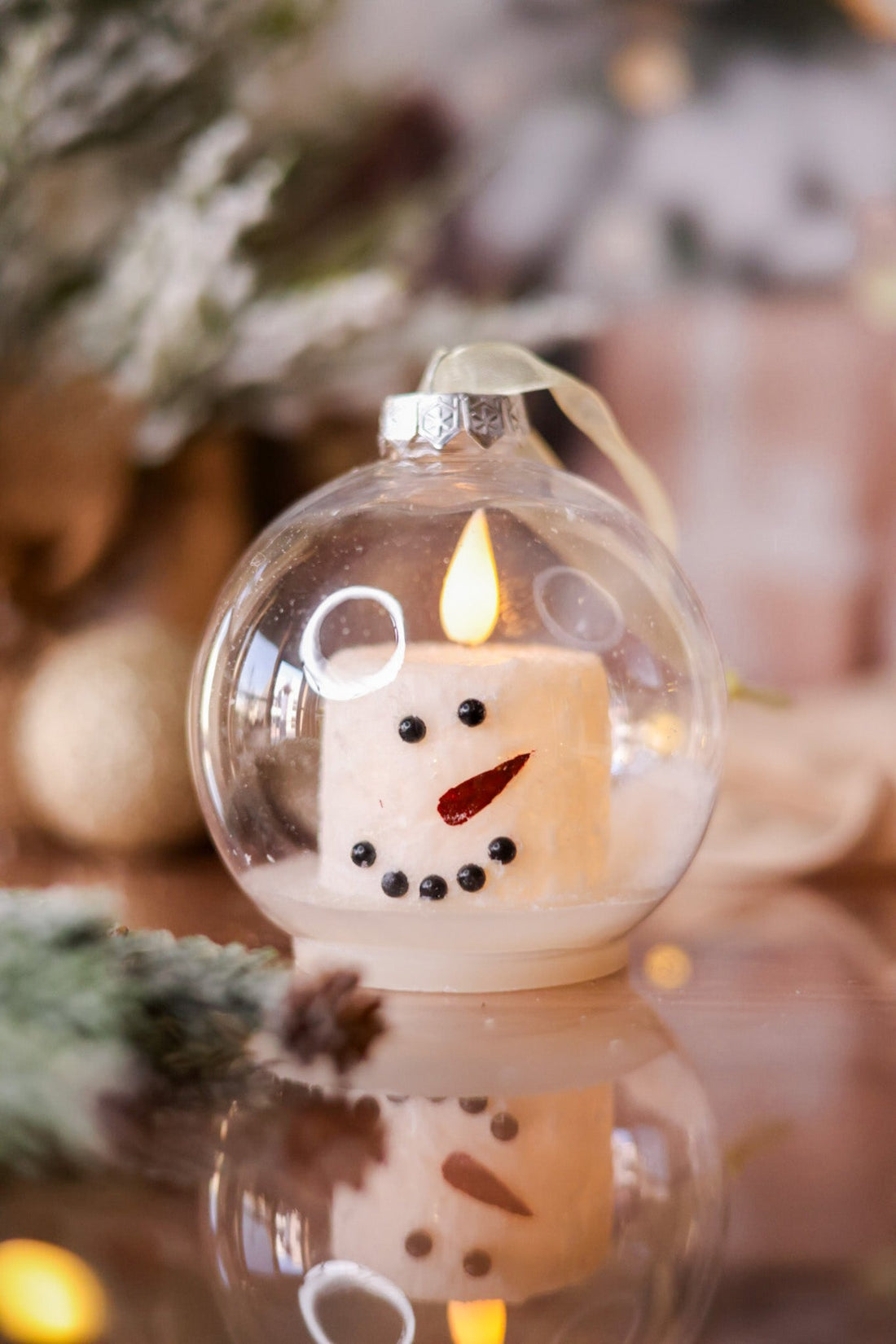 Snowman LED Candle Ball Ornament - Whiskey Skies - WT COLLECTION