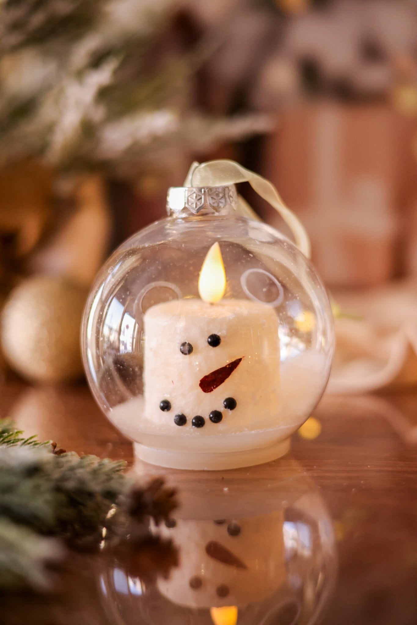 Snowman LED Candle Ball Ornament - Whiskey Skies - WT COLLECTION