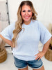 Soft Blue Textured Knit Half Sleeve Sweater - Whiskey Skies - BIBI