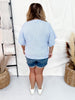Soft Blue Textured Knit Half Sleeve Sweater - Whiskey Skies - BIBI