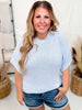 Soft Blue Textured Knit Half Sleeve Sweater - Whiskey Skies - BIBI
