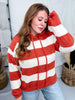 Soft Chunky Striped Rust & Ivory Hoodie - Whiskey Skies - SEW IN LOVE