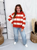 Soft Chunky Striped Rust & Ivory Hoodie - Whiskey Skies - SEW IN LOVE