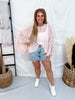 Soft Pink Sheer Chiffon Top With Ruffle Sleeves - Whiskey Skies - ODDI
