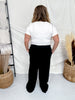 Soft Ribbed Thermal Wide Leg Black Pants - Whiskey Skies - UMGEE