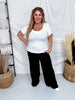 Soft Ribbed Thermal Wide Leg Black Pants - Whiskey Skies - UMGEE