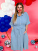 Solid Airflow Dusty Blue Shirt Dress - Whiskey Skies - ODDI