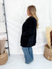 Solid Black Long Sleeve Knit Open Cardigan W/ Pockets - Whiskey Skies - WHITE BIRCH