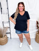 Solid Cotton V - Neck Short Sleeve Top (8 Colors) - Whiskey Skies - ANDREE BY UNIT