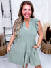 Solid Flutter Sleeve Tiered Wrinkle - Free Dress - Whiskey Skies - DEAR SCARLETT