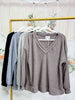 Solid Long Sleeve V - Neckline Tunic Top (4 Colors) - Whiskey Skies - ANDREE BY UNIT
