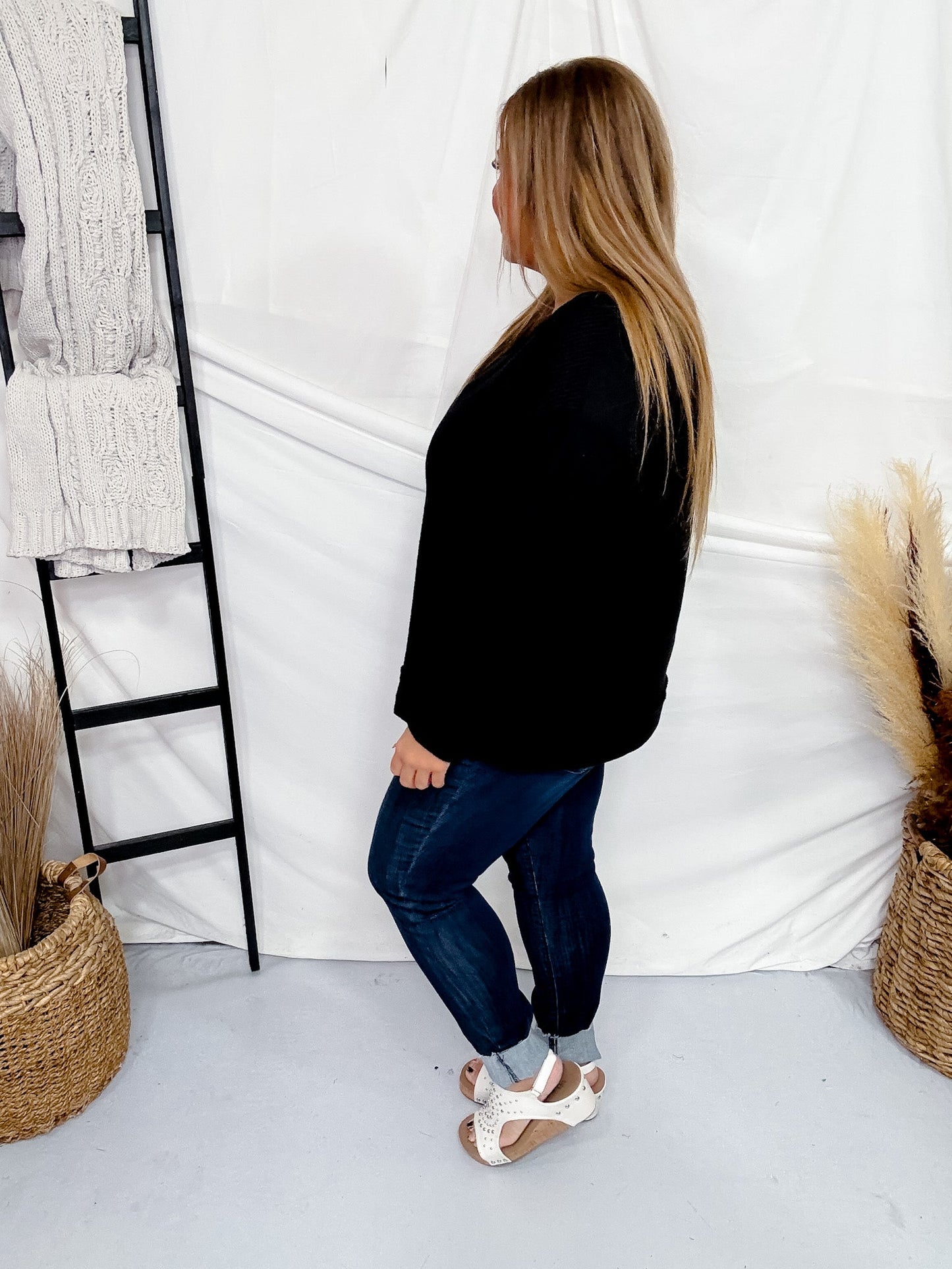 Solid Long Sleeve V - Neckline Tunic Top (4 Colors) - Whiskey Skies - ANDREE BY UNIT