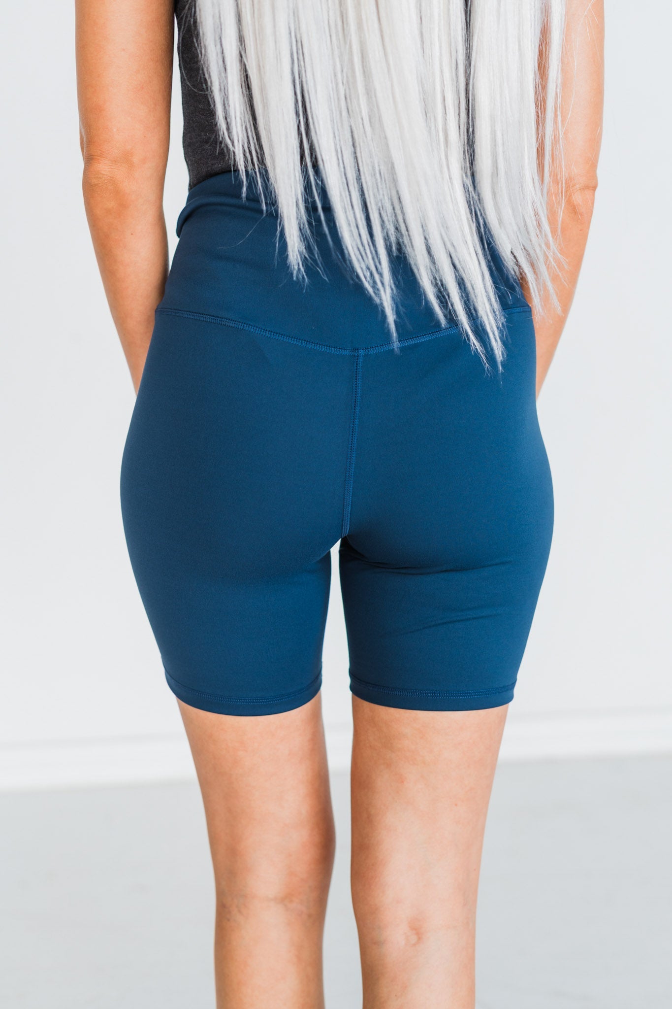 Solid Navy Biker Shorts - Whiskey Skies - JESS LEA