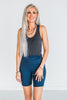 Solid Navy Biker Shorts - Whiskey Skies - JESS LEA