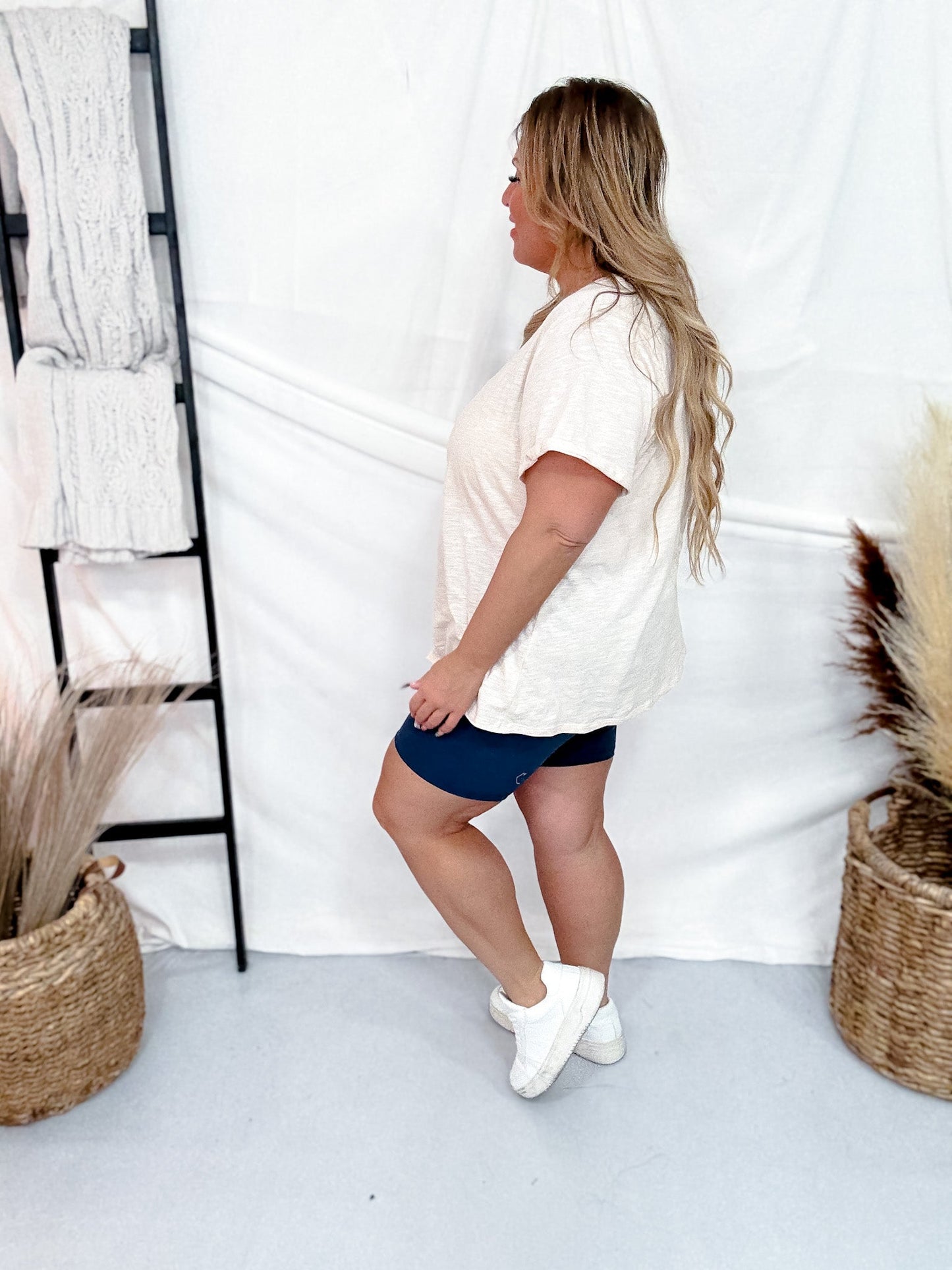 Solid Navy Biker Shorts - Whiskey Skies - JESS LEA
