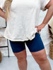 Solid Navy Biker Shorts - Whiskey Skies - JESS LEA