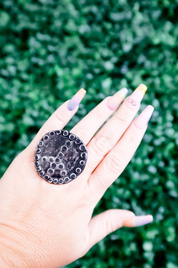 Solid Peace Sign Statement Ring - Whiskey Skies - JADED GYPSY