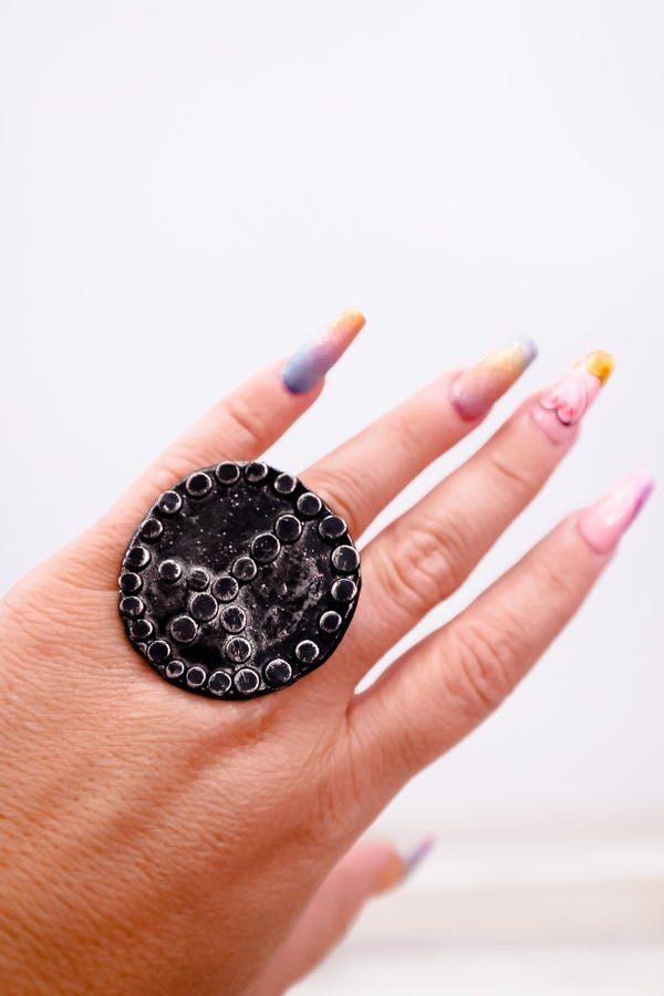 Solid Peace Sign Statement Ring - Whiskey Skies - JADED GYPSY