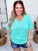 Solid Ribbed Dolman Sleeve V - Neck Tops (7 Colors) - Whiskey Skies - ANDREE BY UNIT
