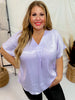 Solid Satin V - Neck Relaxed Fit Top in Lavender - Whiskey Skies - ANDREE BY UNIT