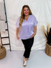 Solid Satin V - Neck Relaxed Fit Top in Lavender - Whiskey Skies - ANDREE BY UNIT