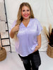 Solid Satin V - Neck Relaxed Fit Top in Lavender - Whiskey Skies - ANDREE BY UNIT