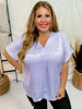 Solid Satin V - Neck Relaxed Fit Top in Lavender - Whiskey Skies - ANDREE BY UNIT