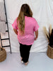 Solid Satin V - Neck Relaxed Fit Top in Pink Cosmos - Whiskey Skies - ANDREE BY UNIT